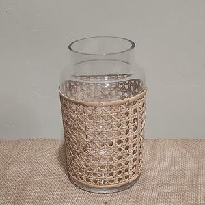 Woven Rattan Glass Vase